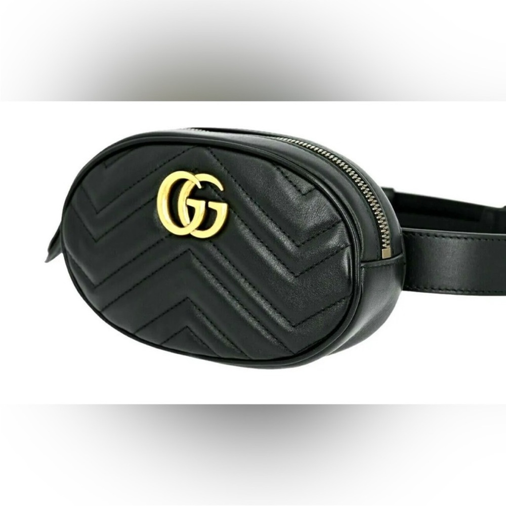 Authentic Gucci Black Matelassé Belt Bag /fanny pack